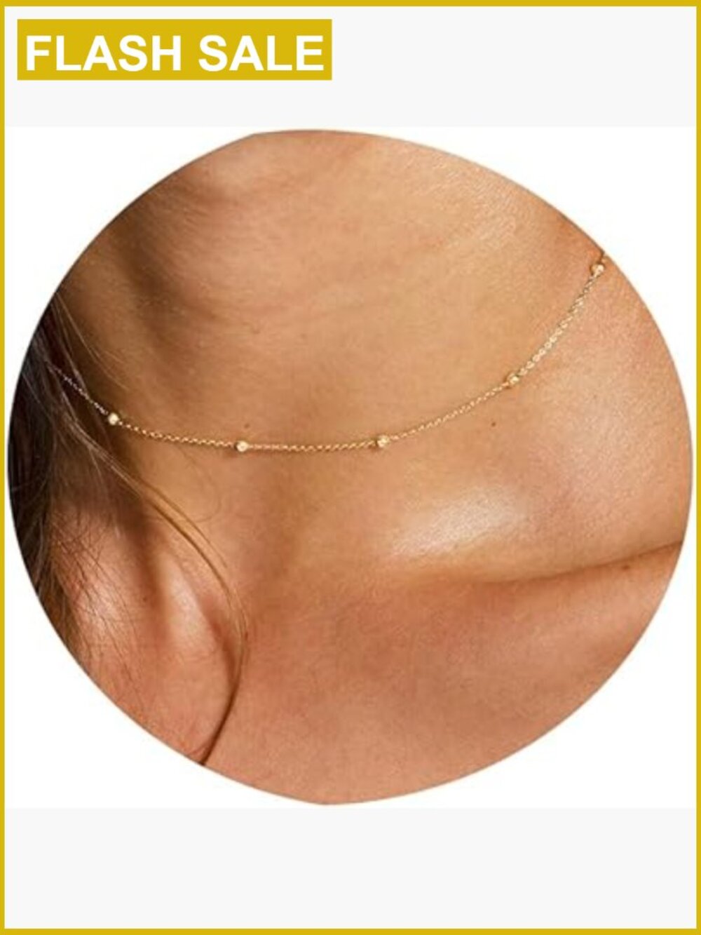 14k Gold Plated Dainty Beaded Box Chain Choker Necklace
